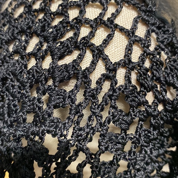 BLACK LEATHER AND KNIT HIGH LOW DRESS with flaw - Picture 6 of 11